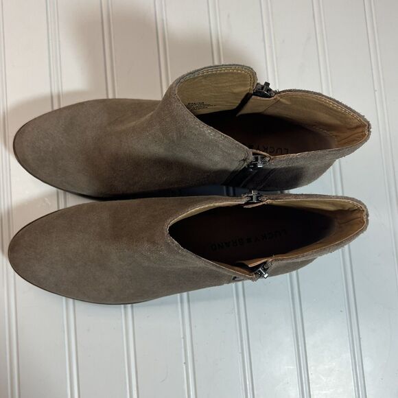 Lucky Brand Womens Suede Leather Ankle Booties Tan 8M - Picture 6 of 12